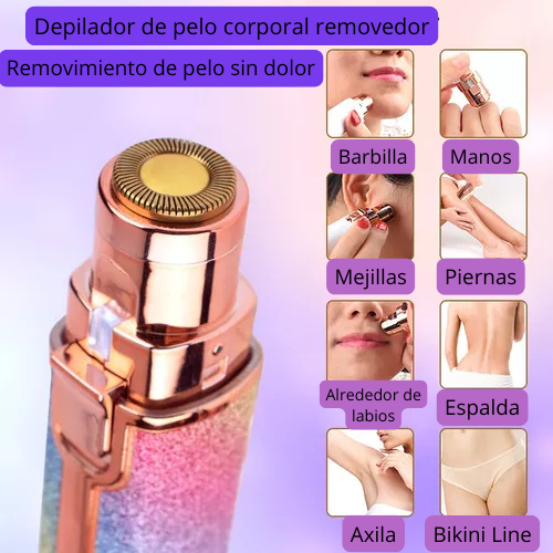 Depilador facial 2 en 1, estuche brillante